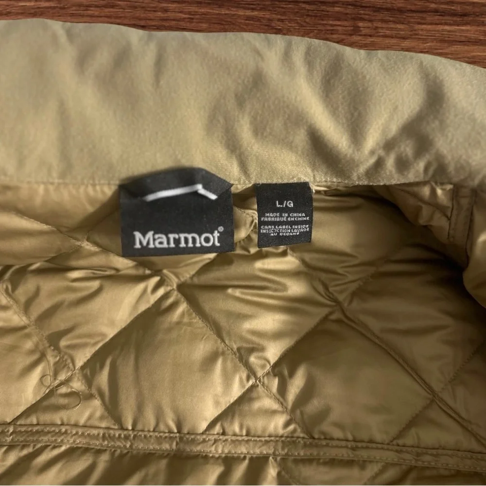 Marmot Men's Beige Tan Quilted Duck Down Burdell Jacket ~ Size L - Picture 3 of 11